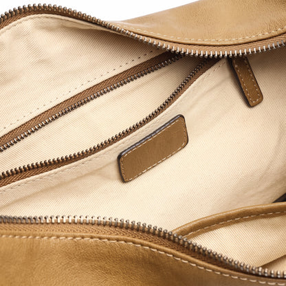 Supple Slouchy Genuine Leather Crescent Hobo Clutch Bag