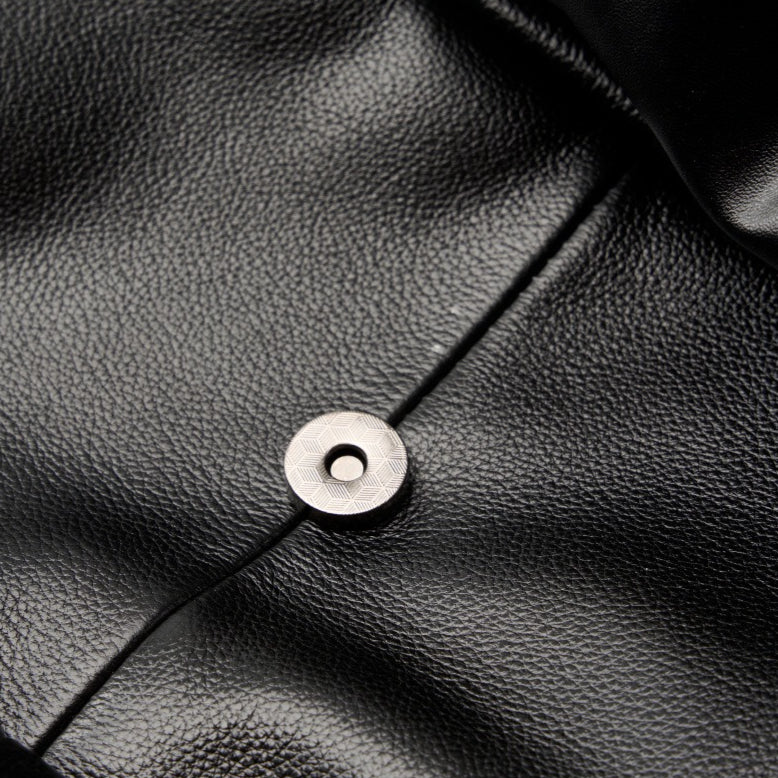 Minimalist Large Capacity Pebbled Genuine Leather Flap Backpack