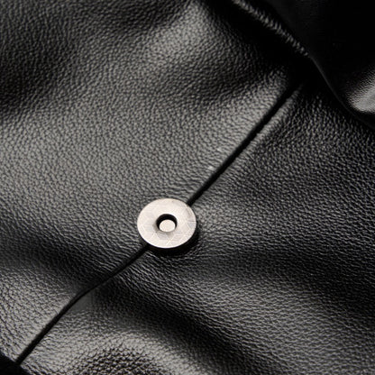 Minimalist Large Capacity Pebbled Genuine Leather Flap Backpack