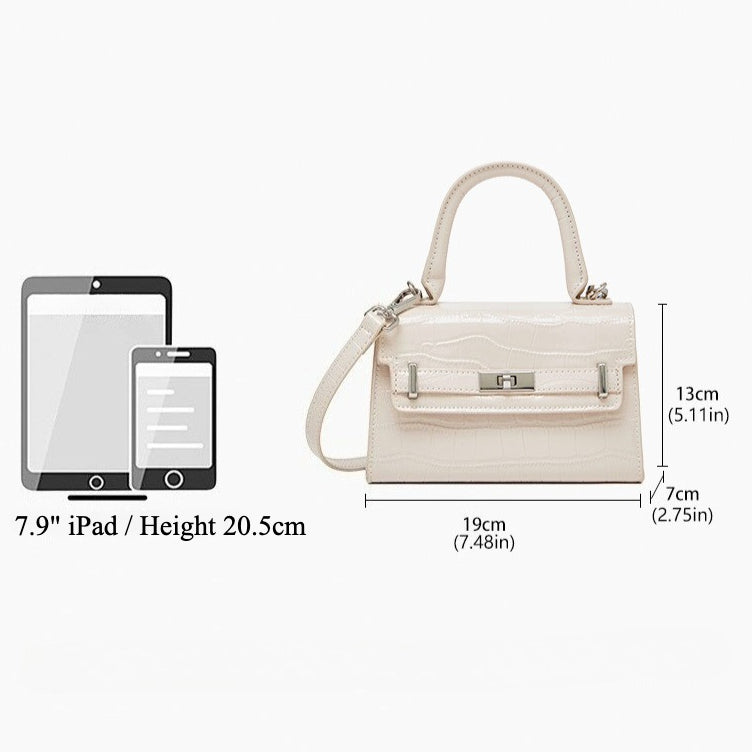 Minimalist Crocodile Pattern Handheld Genuine Leather Crossbody Bag