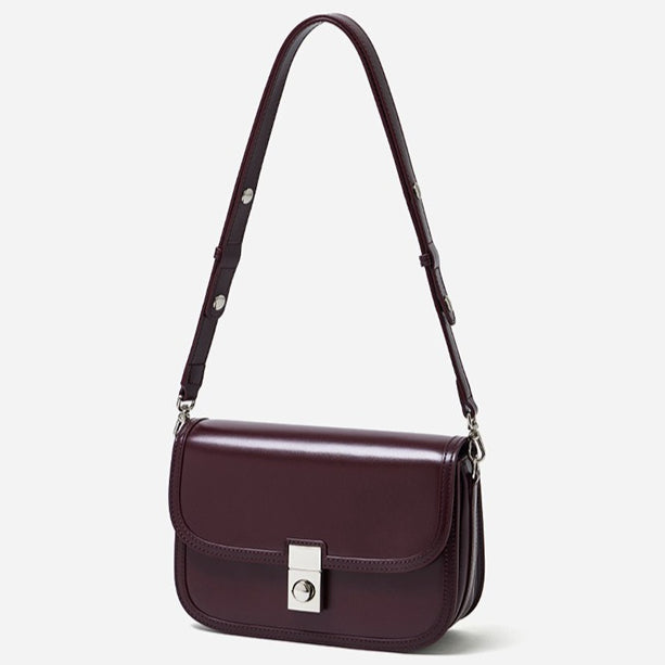 Vintage Sleek Plain Cowhide Genuine Leather Shoulder Messenger Bag