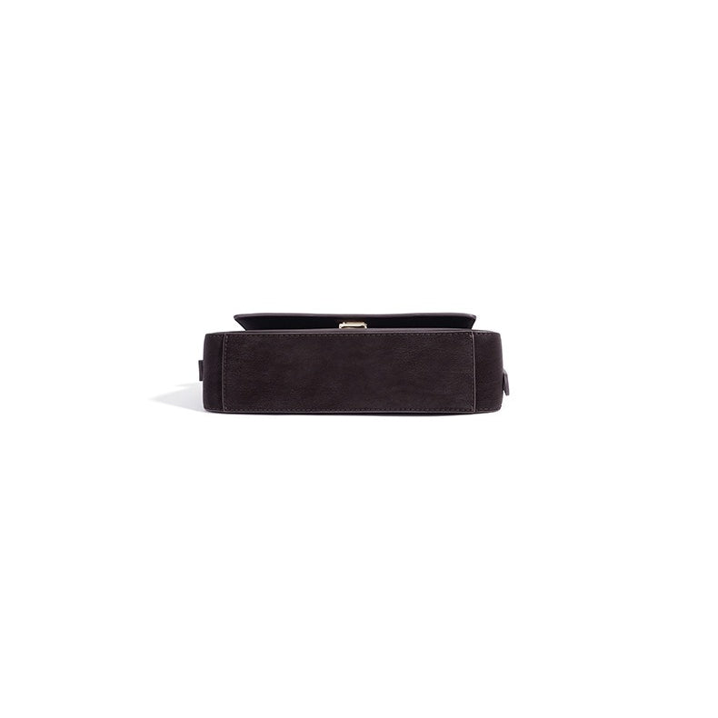 Refined Genuine Leather Shoulder Clutch Bag with Key Charm
