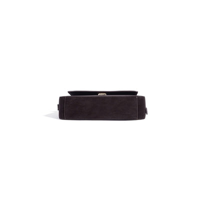 Refined Genuine Leather Shoulder Clutch Bag with Key Charm