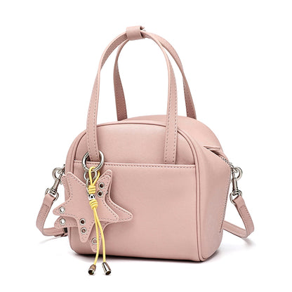 Geantă clutch Boston mini, mică și șic, din piele naturală, cu accesoriu jucăuș în formă de stea