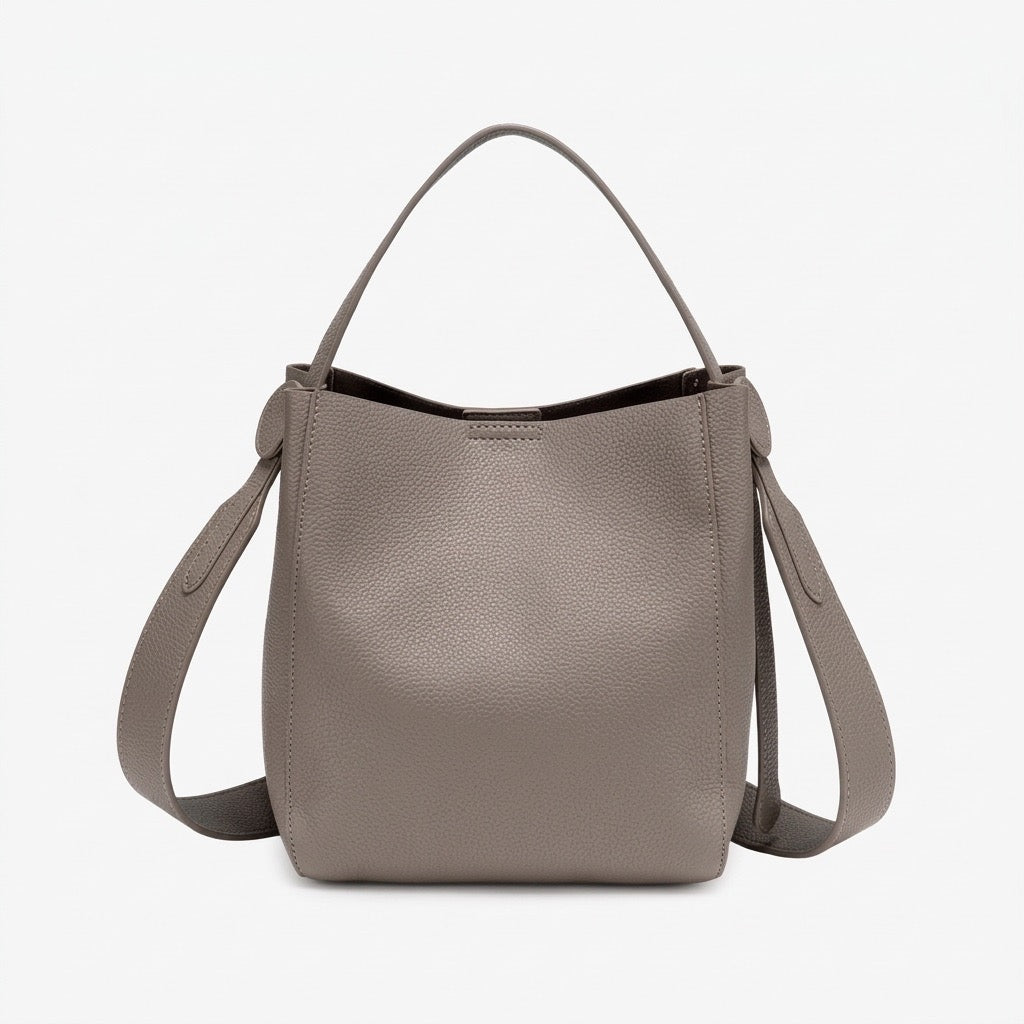 Supple Pebbled Vegan Eco-Leather Bucket Clutch Bag