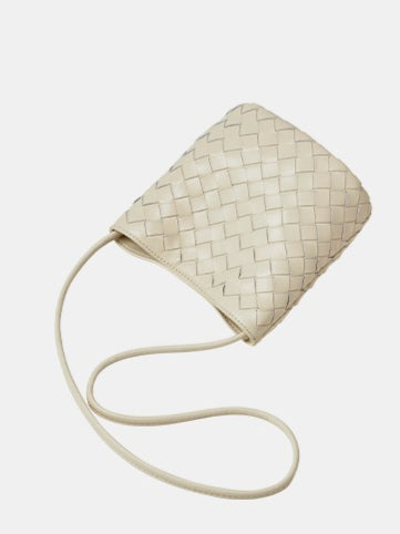 Handgefertigte gewebte Premium-weiche Echtleder-Schafsfell-Umhänge-Bucket Bag
