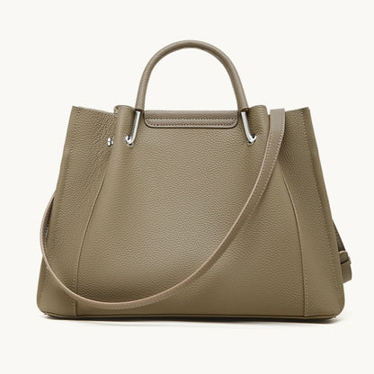 Women's Executive Trapezoid Genuine Leather Tote Bag