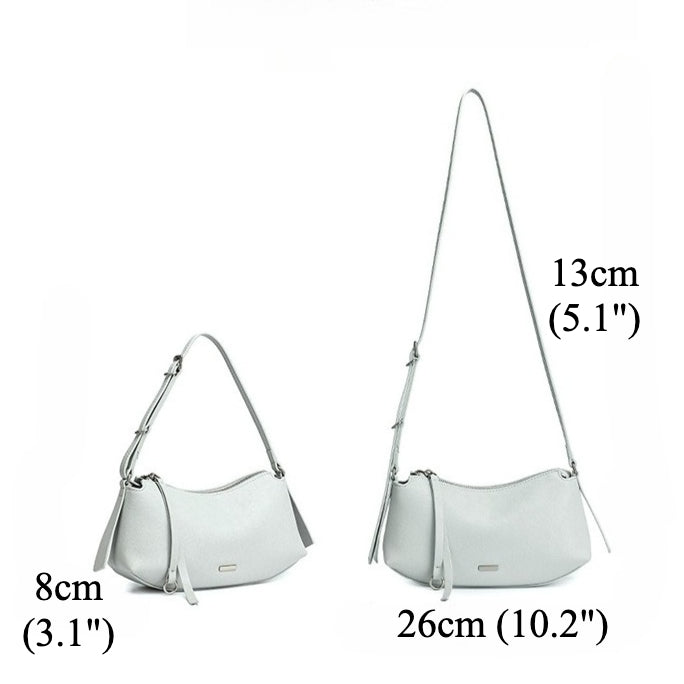 Elegant Genuine Leather Crescent Clutch Bag