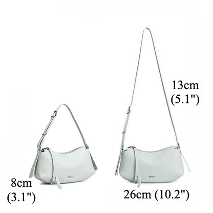 Elegant Genuine Leather Crescent Clutch Bag