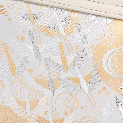 Ethereal Crane Pattern Vegan Eco-Leather Mini Flap Clutch Bag