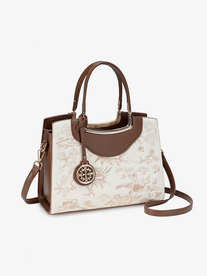 Retro Floral Contrast Vegan Eco-Leather Clutch Bag
