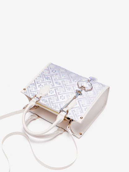 Exquisite Vegan Eco-Leather Mini Tote Clutch Bag with Elegant Tassel Charm