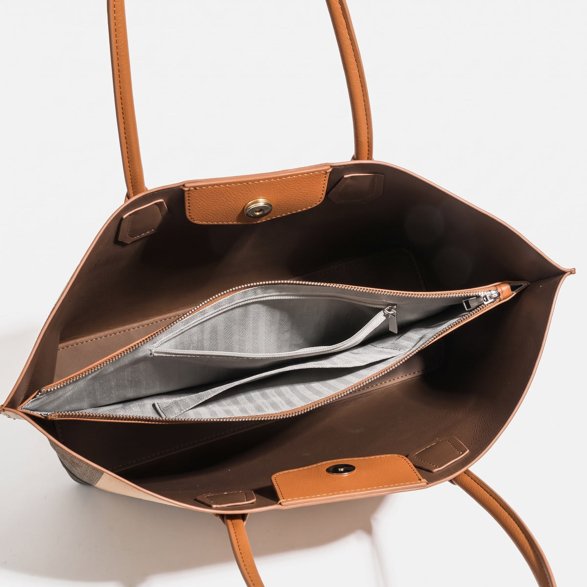 Borsa tote classica a blocchi di colore in ecopelle vegana a quadri britannici