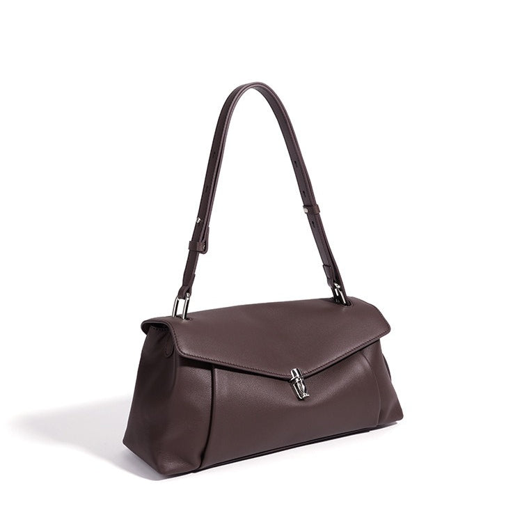 Muted Pebbled Genuine Leather Flap Clutch Bag