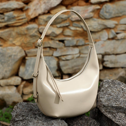 Niche Timeless Genuine Leather Dumping Bag With Unique Oil Waxed Patina