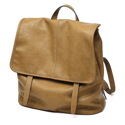 Vintage Casual Genuine Leather Flap Backpack
