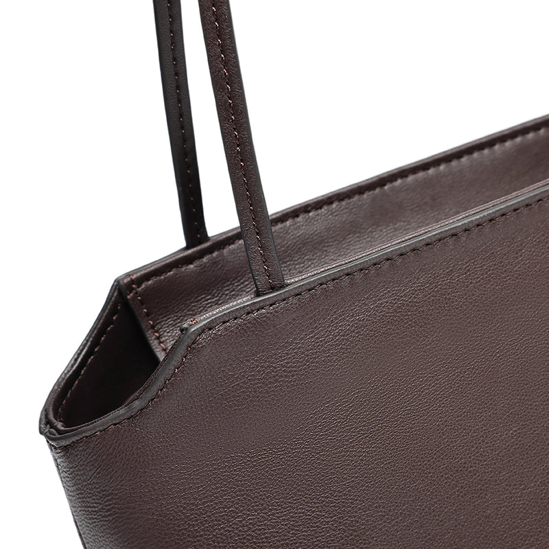 Minimalist Genuine Lambskin Leather Baguette Clutch Bag