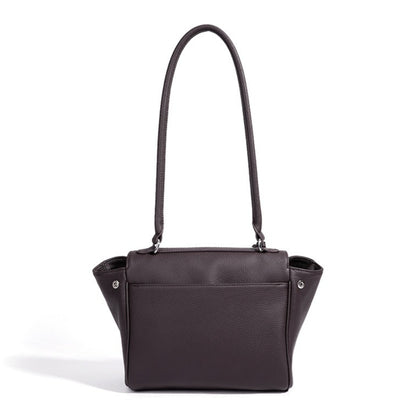 Quiet Luxe Pebbled Genuine Leather Winged Flap Tote Clutch Bag