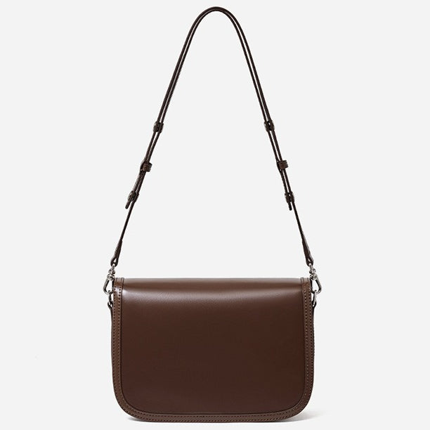 Vintage Sleek Plain Cowhide Genuine Leather Shoulder Messenger Bag