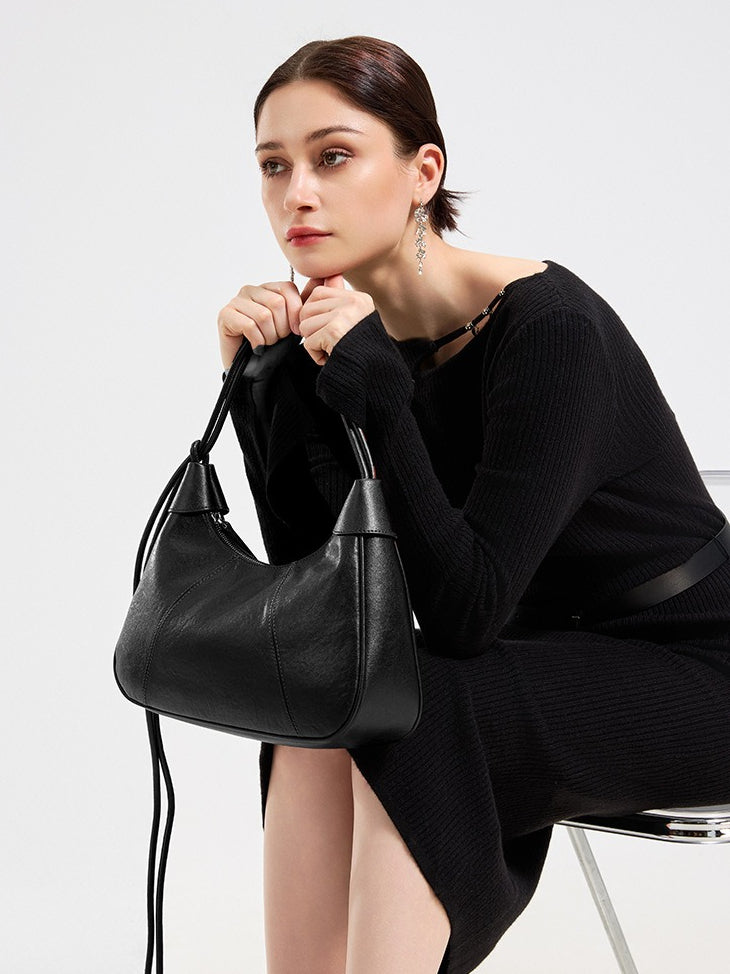 Women's Sable Crescent Genuine Leather Hobo Bag