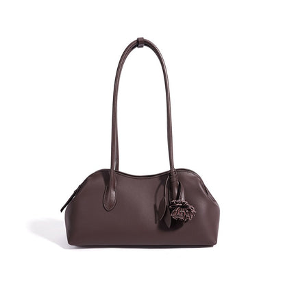 Minimalist Supple Genuine Leather Curved Clutch Bag with Playful Charm