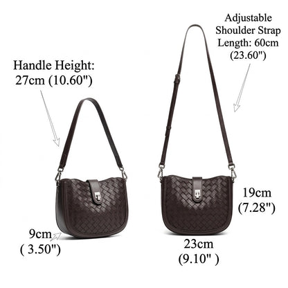 Intricate Woven Genuine Leather Saddle Clutch Bag