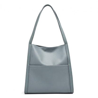 Supple Genuine Leather Spacious Tote Clutch Bag