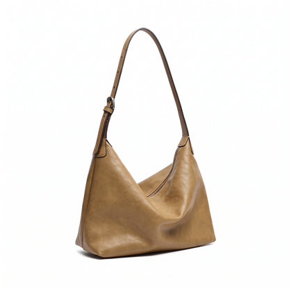 Supple Slouchy Genuine Leather Crescent Hobo Clutch Bag