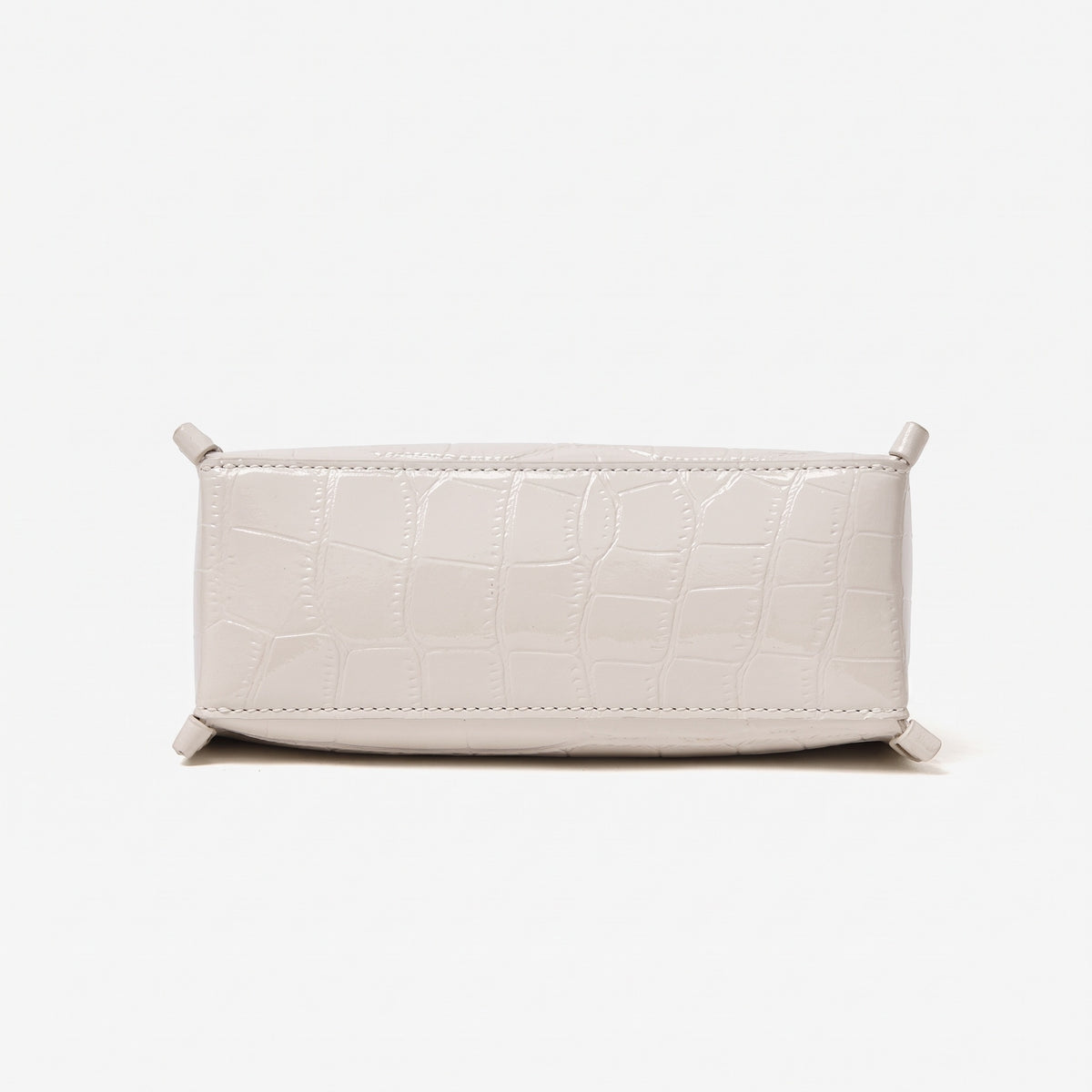 Borsa vintage a spalla e tracolla con manico in vera pelle effetto coccodrillo lucido