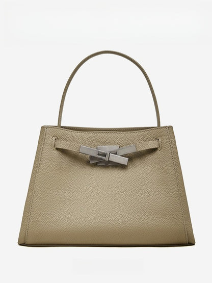 Sophisticated Kelly Genuine Leather Large Capacity Versatile Bucket Tote Bag