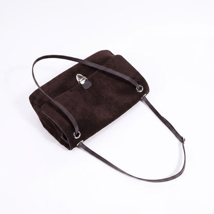 Borsa pochette vintage di lusso in vera pelle scamosciata