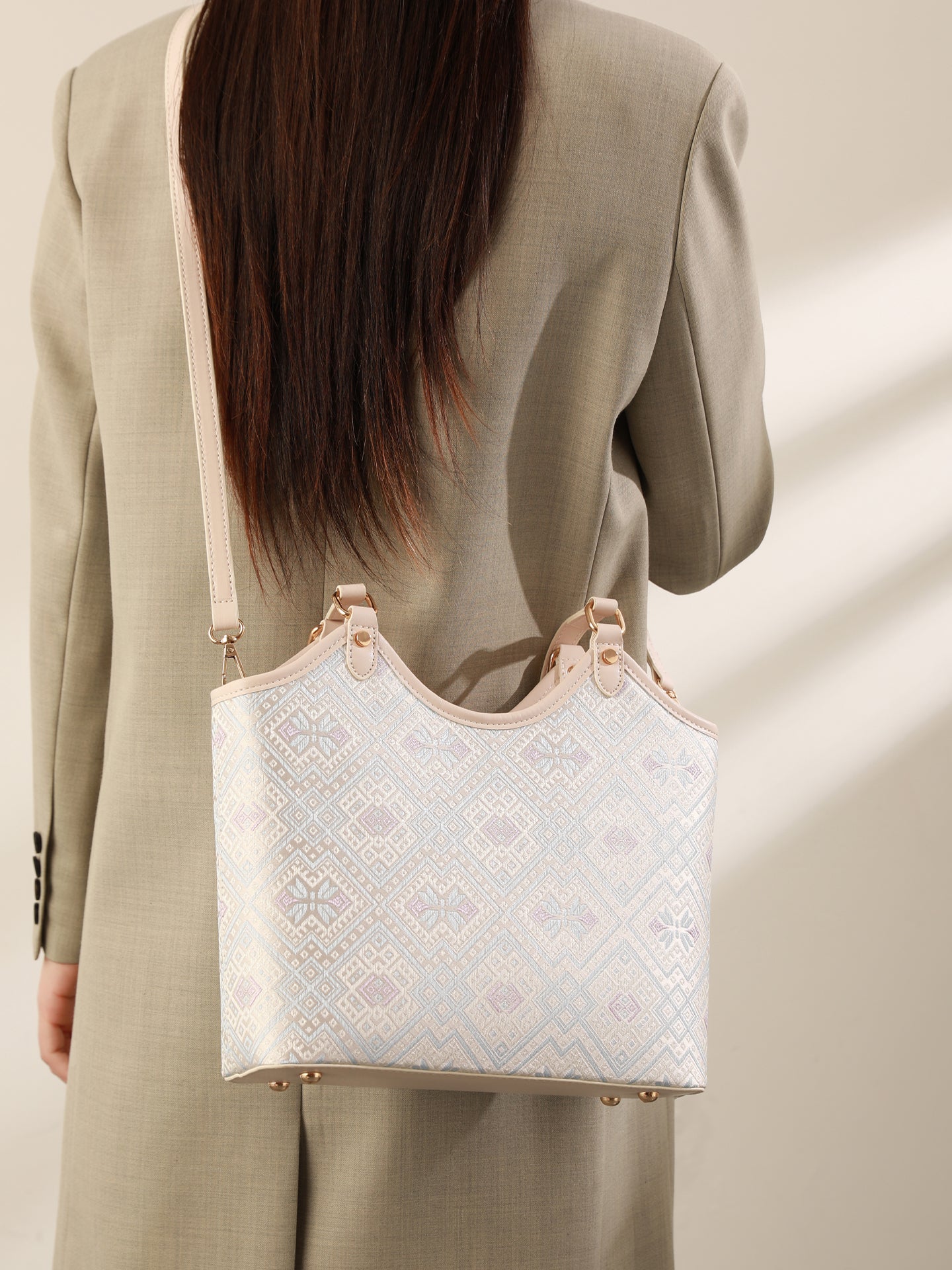 Intricate Butterfly Brocade Vegan Eco-Leather Tote Clutch Bag
