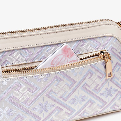 Pastel Oriental Jacquard Vegan Eco-Leather Mini Clutch Bag