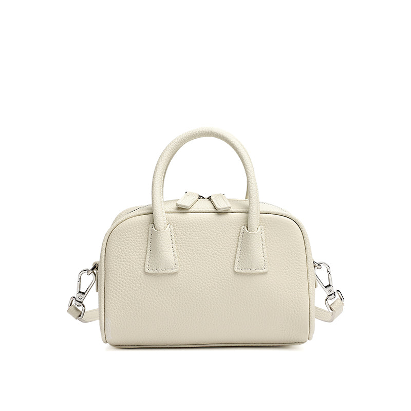 Mini borsa Boston pochette imbottita in vera pelle martellata