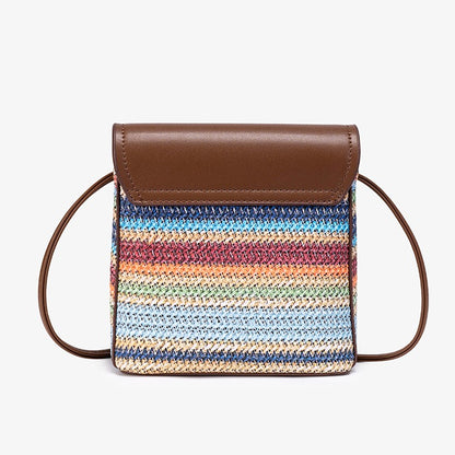 Vibrant Vegan Eco-leather Rainbow Stripe Mini Crossbody Bag