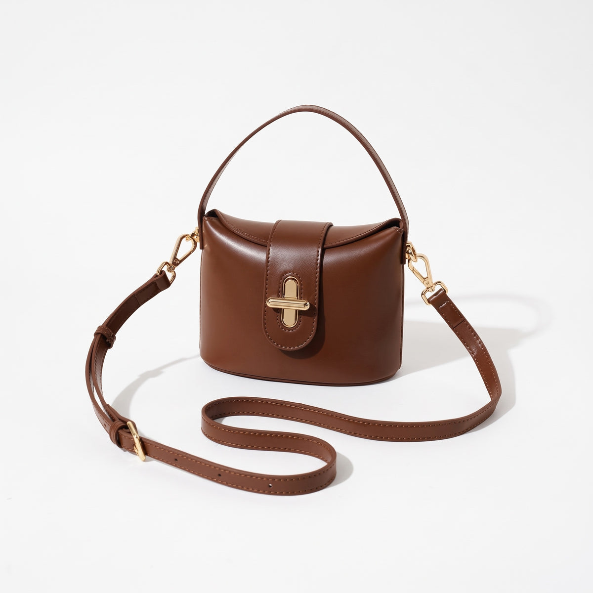 Borsa da donna in pelle genuina vintage con manico superiore e chiusura a lucchetto