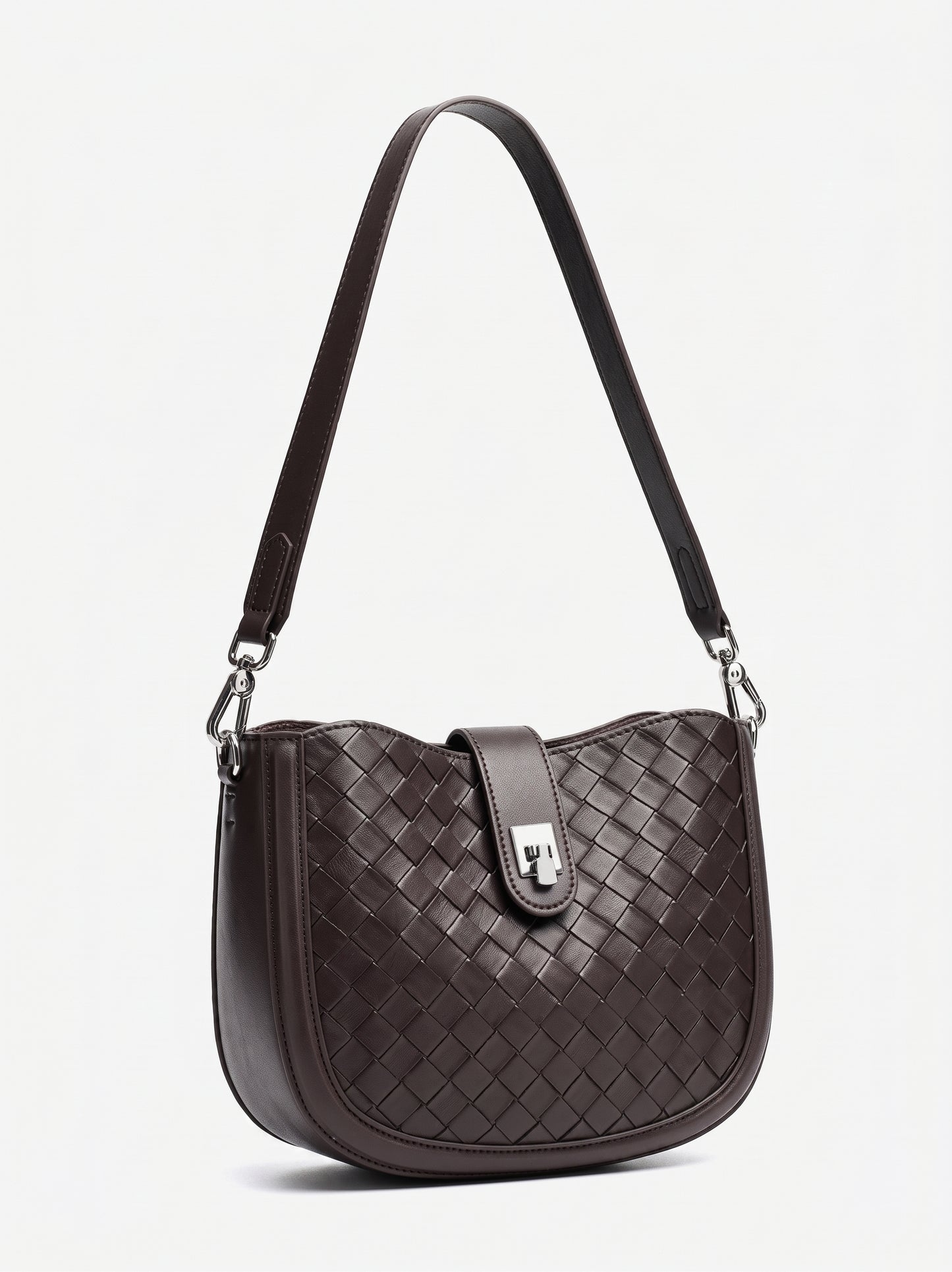 Intricate Woven Genuine Leather Saddle Clutch Bag