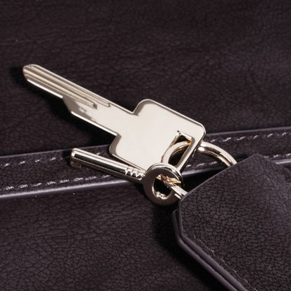 Refined Genuine Leather Shoulder Clutch Bag with Key Charm