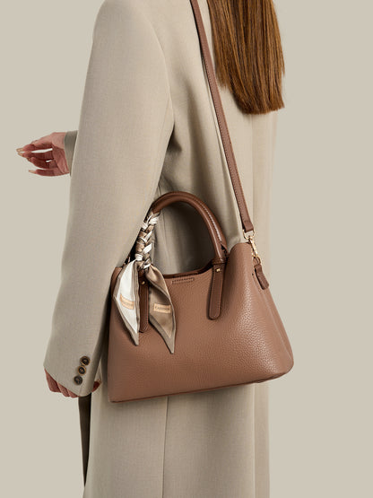 Elegant Brown Pebbled Vegan Eco-Leather Crossbody Clutch Bag