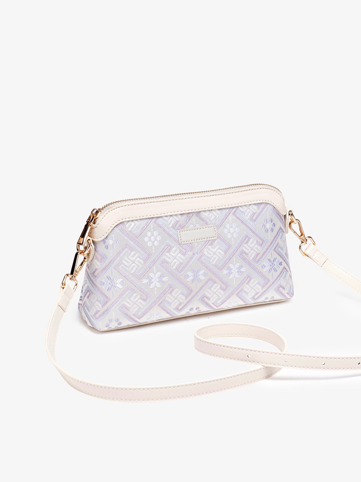 Pastel Oriental Jacquard Vegan Eco-Leather Mini Clutch Bag