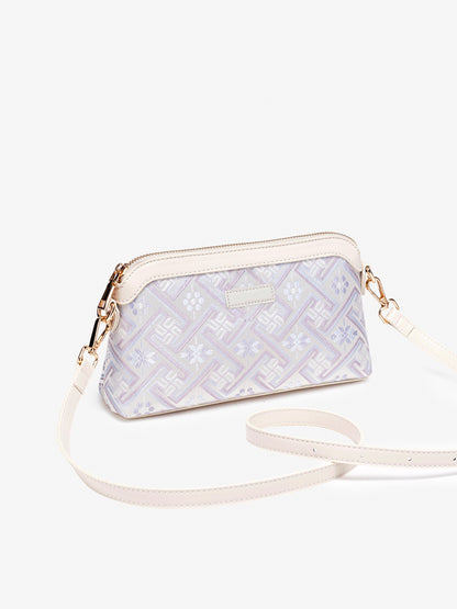 Pastel Oriental Jacquard Vegan Eco-Leather Mini Clutch Bag