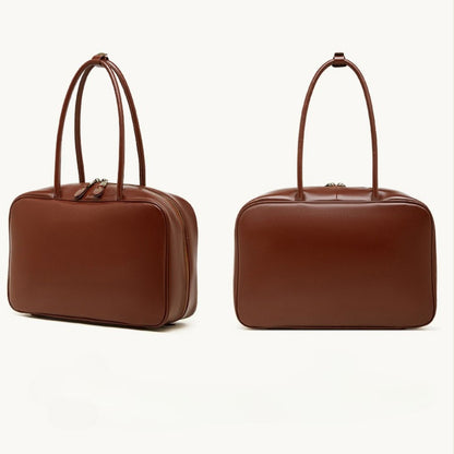 Women's Large Smooth Genuine Leather Bag - Versatile 2-Way Carry Office Work Tote