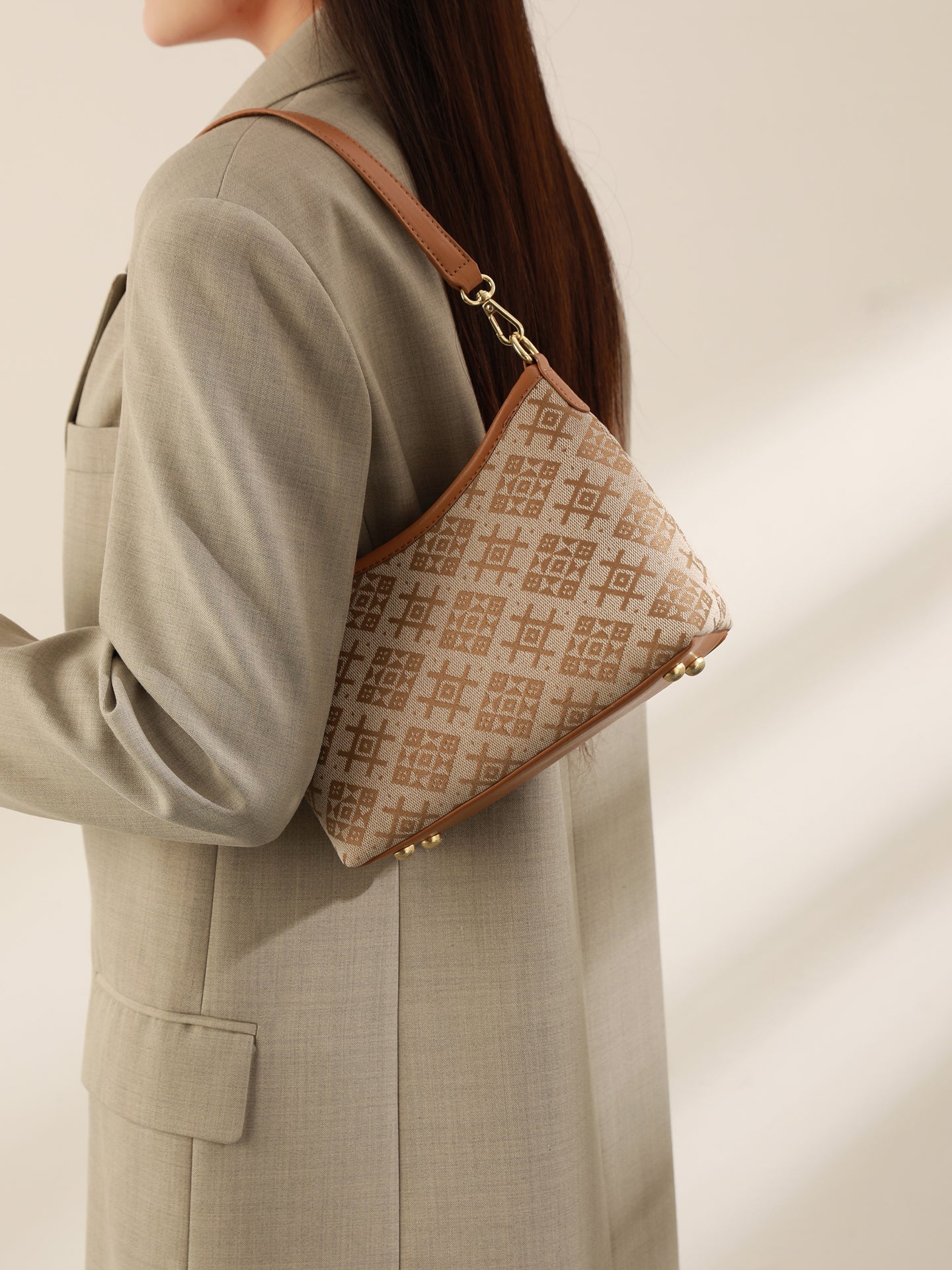 Vintage Monogram Vegan Eco-Leather Clutch Bag