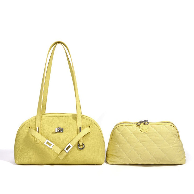 Vibrant Genuine Leather Large Capacity Half-Moon Clutch Bag
