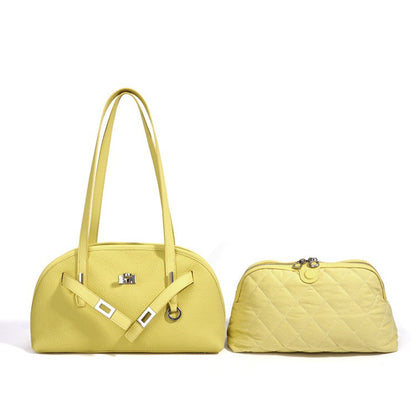 Vibrant Genuine Leather Large Capacity Half-Moon Clutch Bag