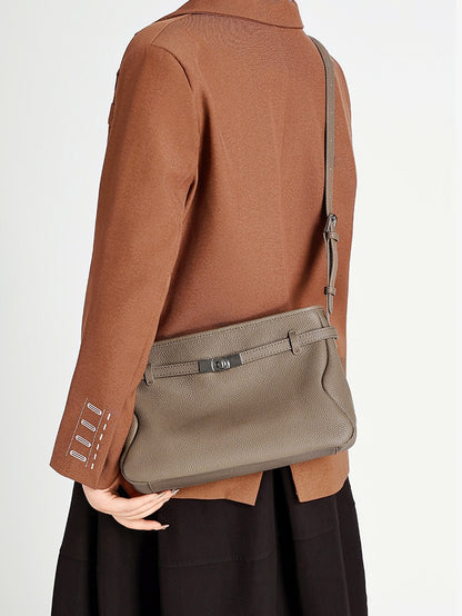 The Parisian Slouchy Genuine Leather Bag - Belted Pebble Leather Hobo