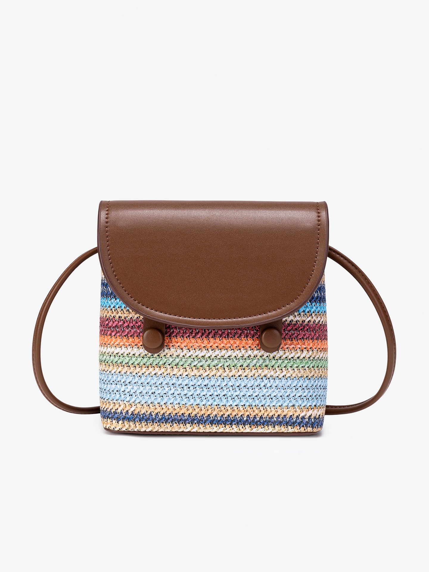 Vibrant Vegan Eco-leather Rainbow Stripe Mini Crossbody Bag