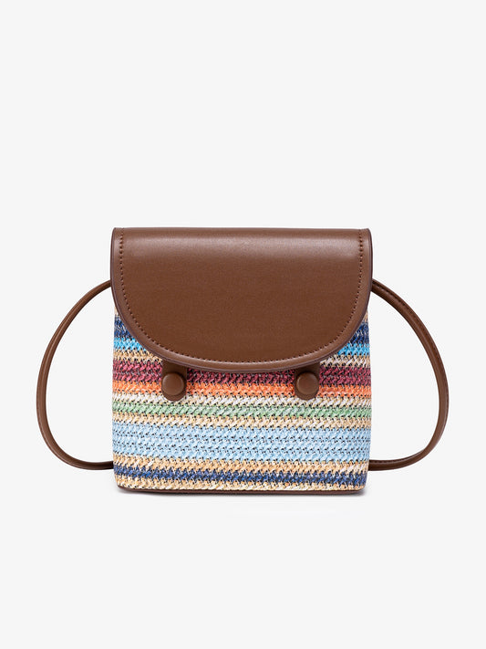 Vibrant Vegan Eco-leather Rainbow Stripe Mini Crossbody Bag
