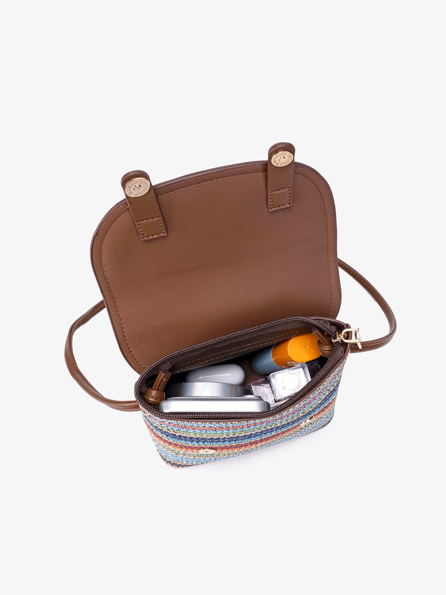 Vibrant Vegan Eco-leather Rainbow Stripe Mini Crossbody Bag