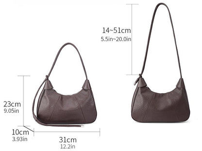 Women's Sable Crescent Genuine Leather Hobo Bag